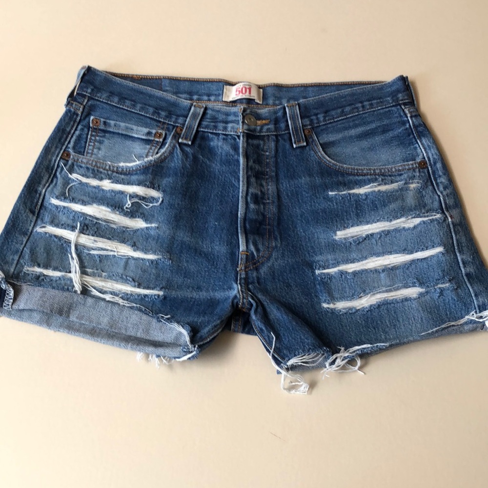 Levi’s 501 denim distressed jean shorts
